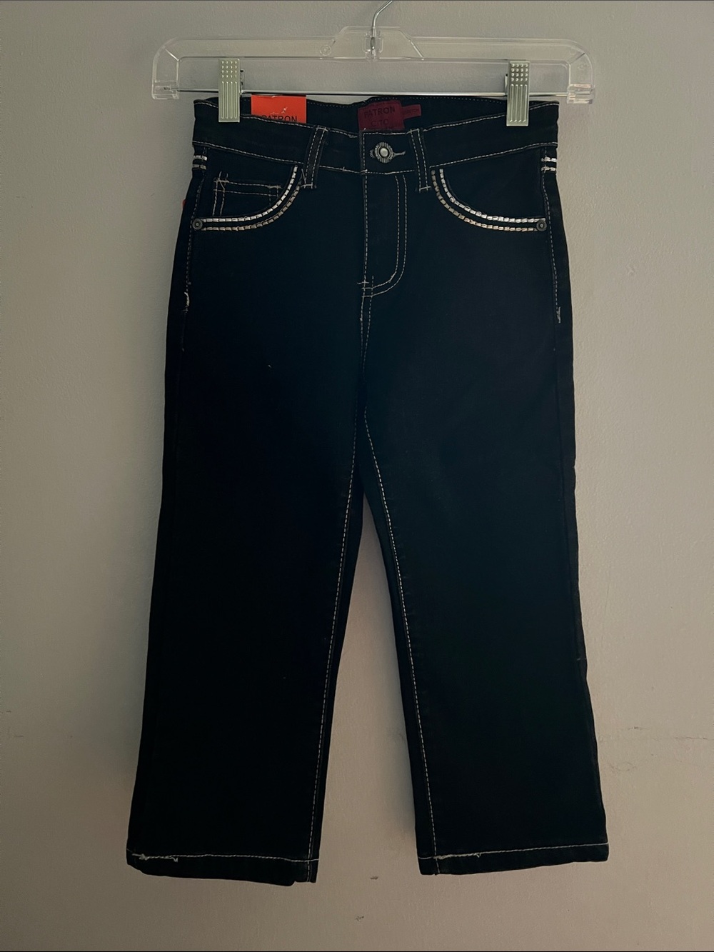 Boys' black jeans with embroidered threads